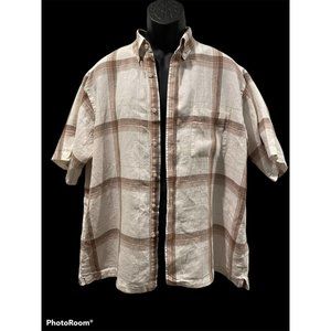 TURNBURY MENS LINEN SS SHIRT BUTTON DOWN COLLAR L